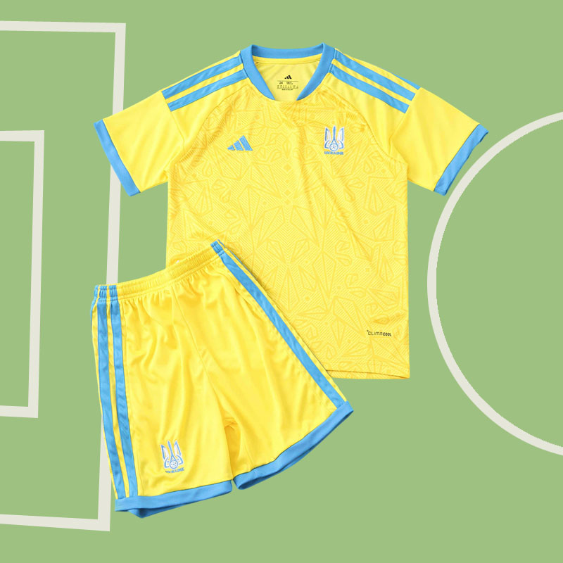 Ukraina fotbollströja barn VM 2026 - hemmatröja med shorts