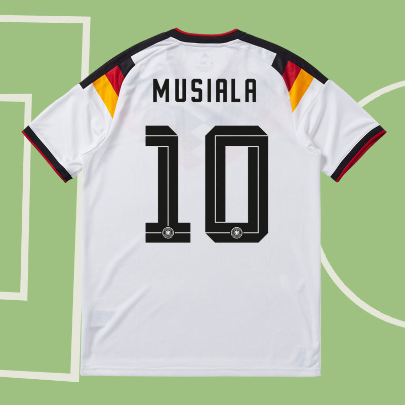 Jamal Musiala Tyskland VM 2026 hemmatröja för herr - med tryck Musiala 10