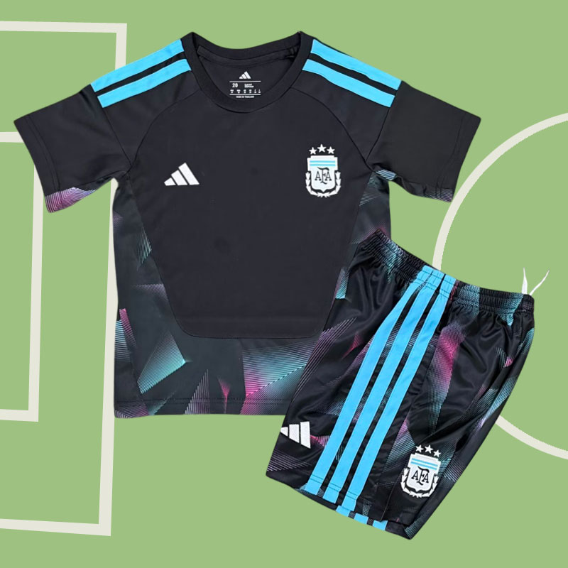 Argentina VM 2026 målvaktströja barn - svart tröja och shorts