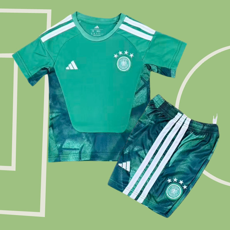 Målvaktströja barn Tyskland 2026 – grön fotbollströja + shorts