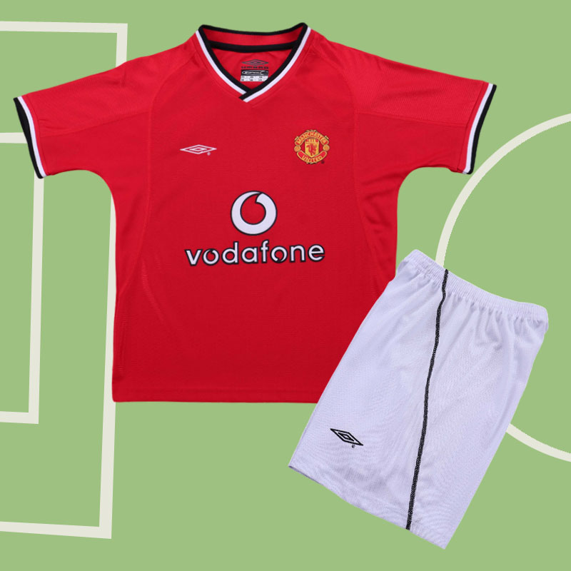 Manchester United retro tröja 2000/02 för barn – klassisk röd hemmatröja