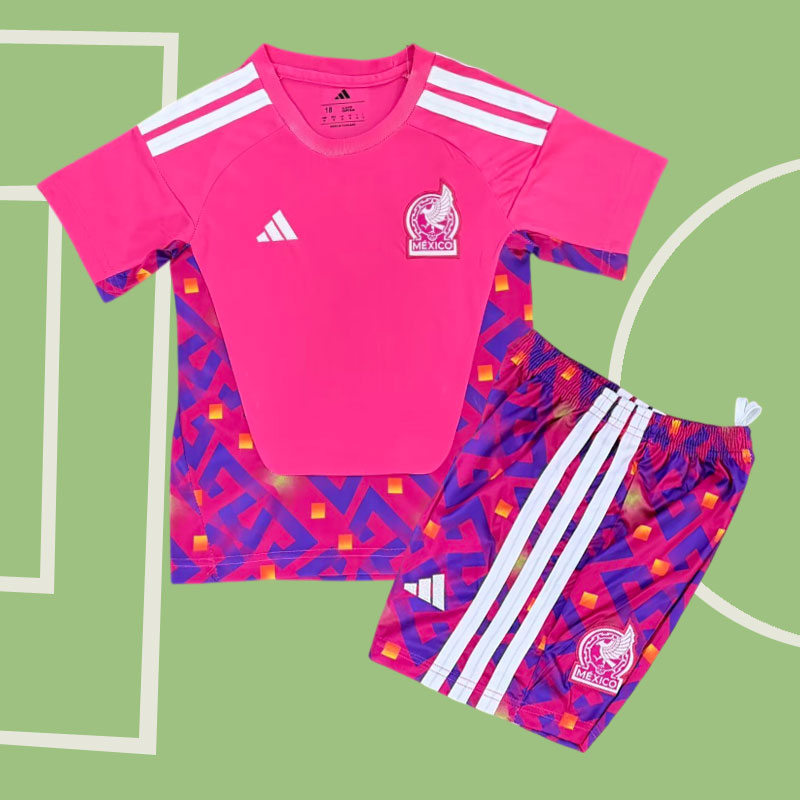 Mexiko 2026 målvaktströja för barn - rosa VM fotbollströja set