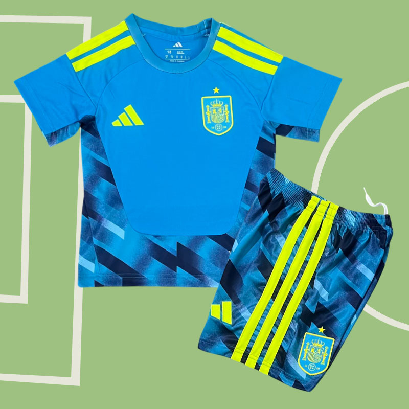 Spanien 2026 målvaktströja för barn – blå VM fotbollströja set