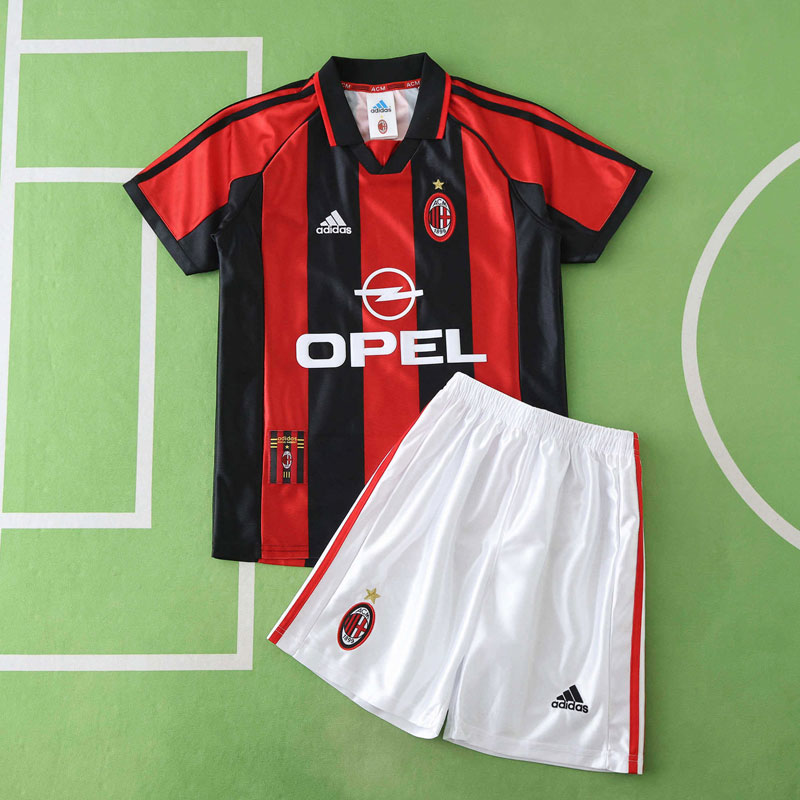 AC Milan 1998/99 hemmatröja barn - retro fotbollsställ med shorts