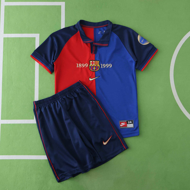 FC Barcelona 1999-2000 retro jubileumsställ barn – tröja och shorts