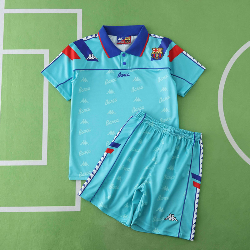 FC Barcelona 92/95 bortaställ barn - retro fotbollströja och shorts