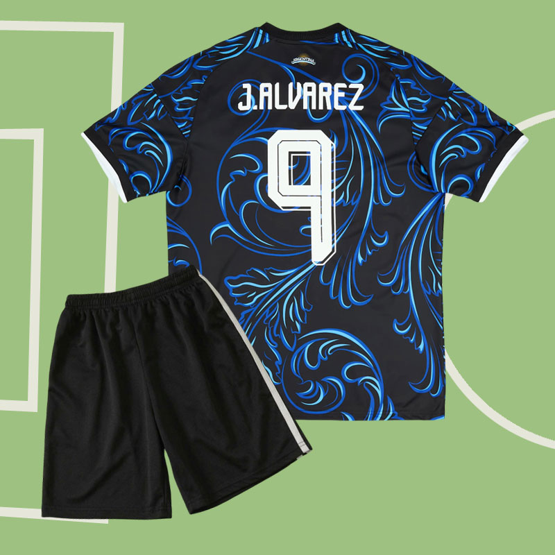 Argentina barn bortatröja VM 2026 J. Álvarez 9 – tröja och shorts