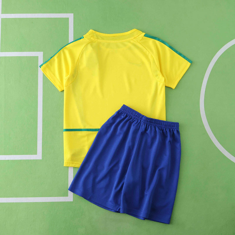 Brasilien 2002 barn fotbollsställ retro – klassisk hemmatröja Brasilien 2002 barn fotbollsställ retro – klassisk hemmatröja