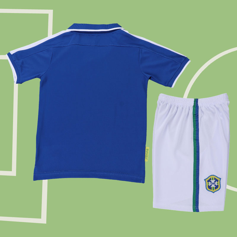 Brasilien 97 bortatröja barn retro – fotbollströja och shorts Brasilien 97 bortatröja barn retro – fotbollströja och shorts