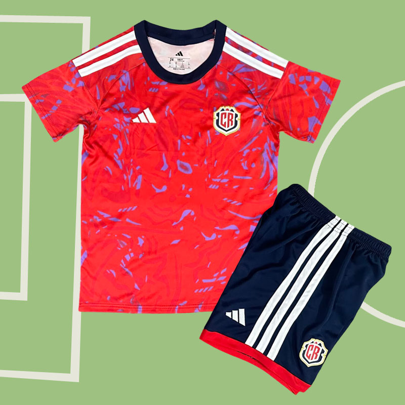 Costa Rica 2026/27 Hemmatröja Barn – Röd Fotbollströja med Shorts