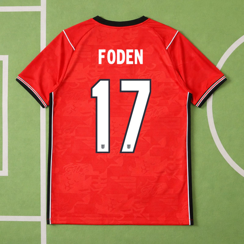 England fotbollströja 2026 borta FODEN nr.17 – kortärmad VM tröja herr