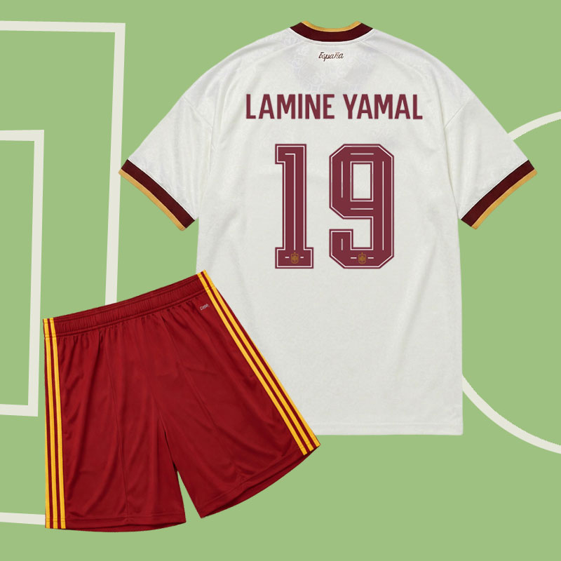 Lamine Yamal 19 Spanien VM 2026 barn bortatröja – fotbollskläder med shorts