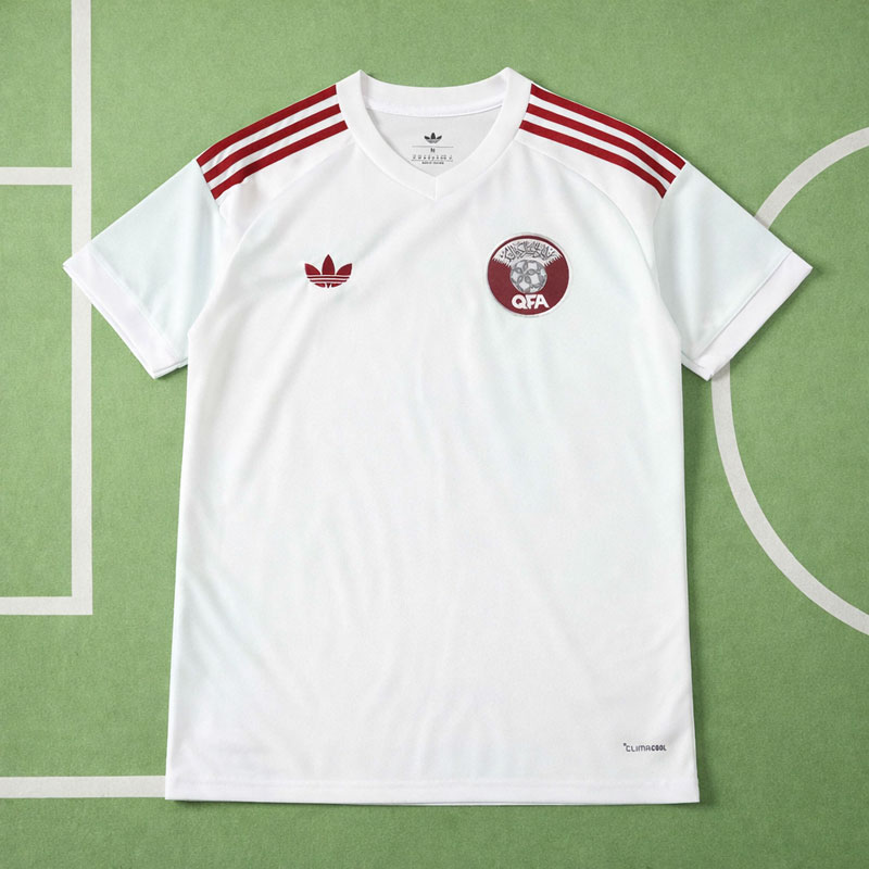 Qatar bortatröja VM 2026 – vit kortärmad fotbollströja herr