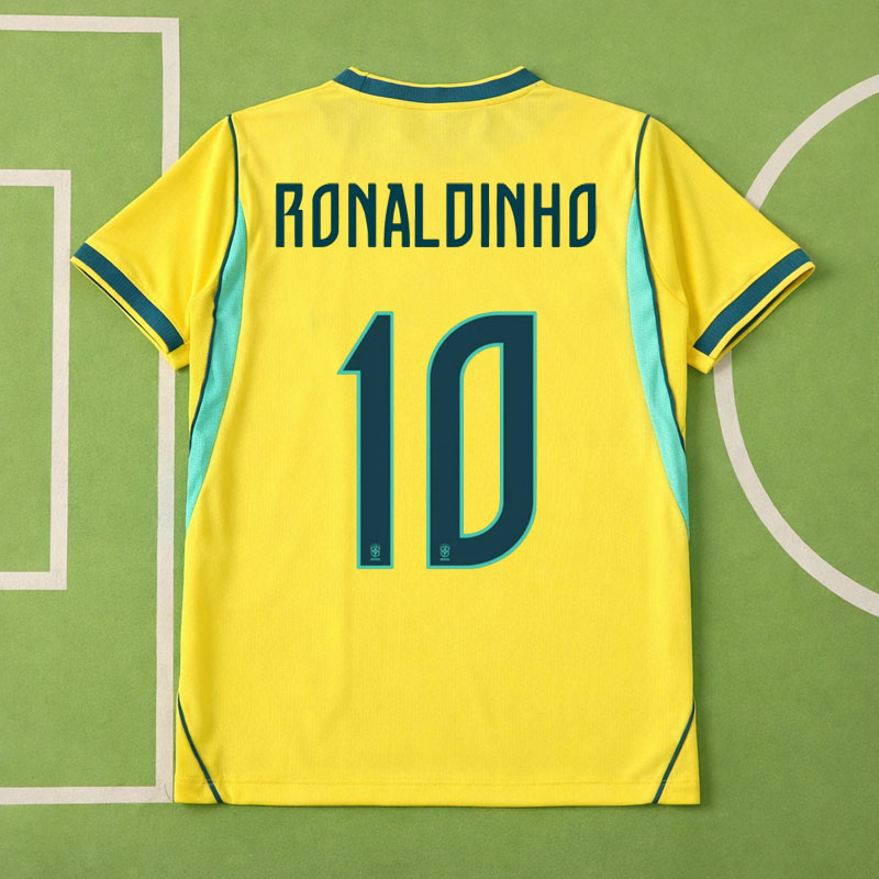 Ronaldinho 10 Brasilien VM 2026 hemmatröja gul kort ärm