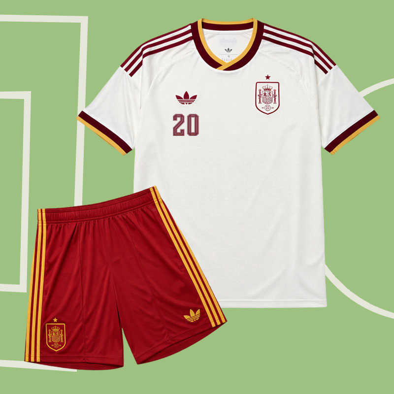 Spanien 2026 bortaställ barn – Pedri 20 fotbollströja + shorts VM 2026 Spanien 2026 bortaställ barn – Pedri 20 fotbollströja + shorts VM 2026