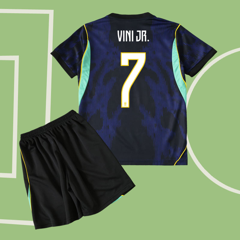 Brasilien VM 2026 bortatröja barn - Vini Jr 7 tröja och shorts