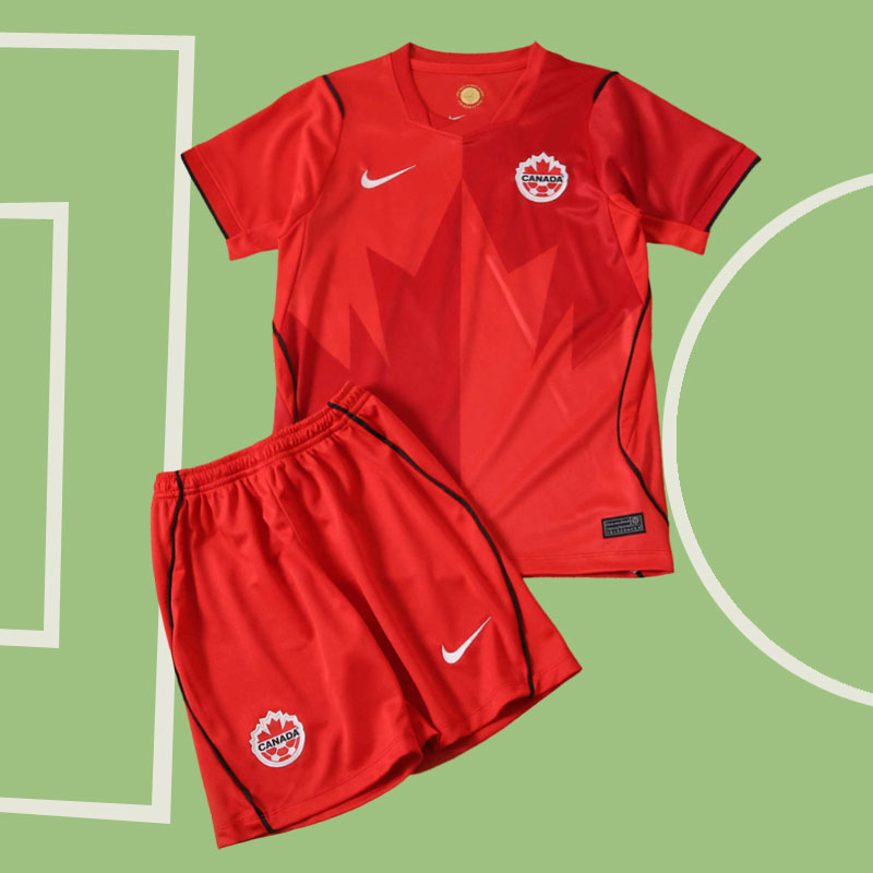 Kanada 2026 hemmatröja barn – komplett fotbollsset med shorts