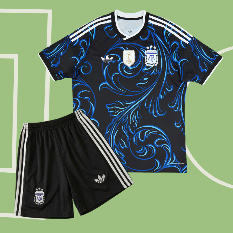 Fotbollsställ barn Argentina 2026 – bortatröja med shorts VM 2026