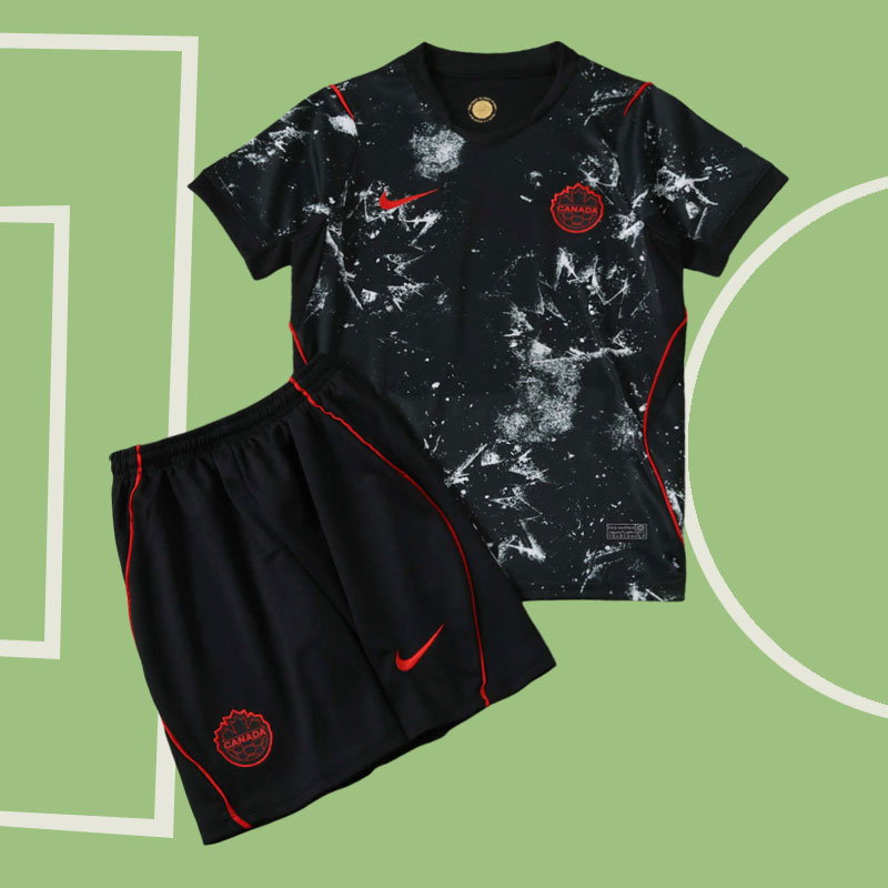 Kanada bortaställ barn 2026 VM – fotbollströja + shorts