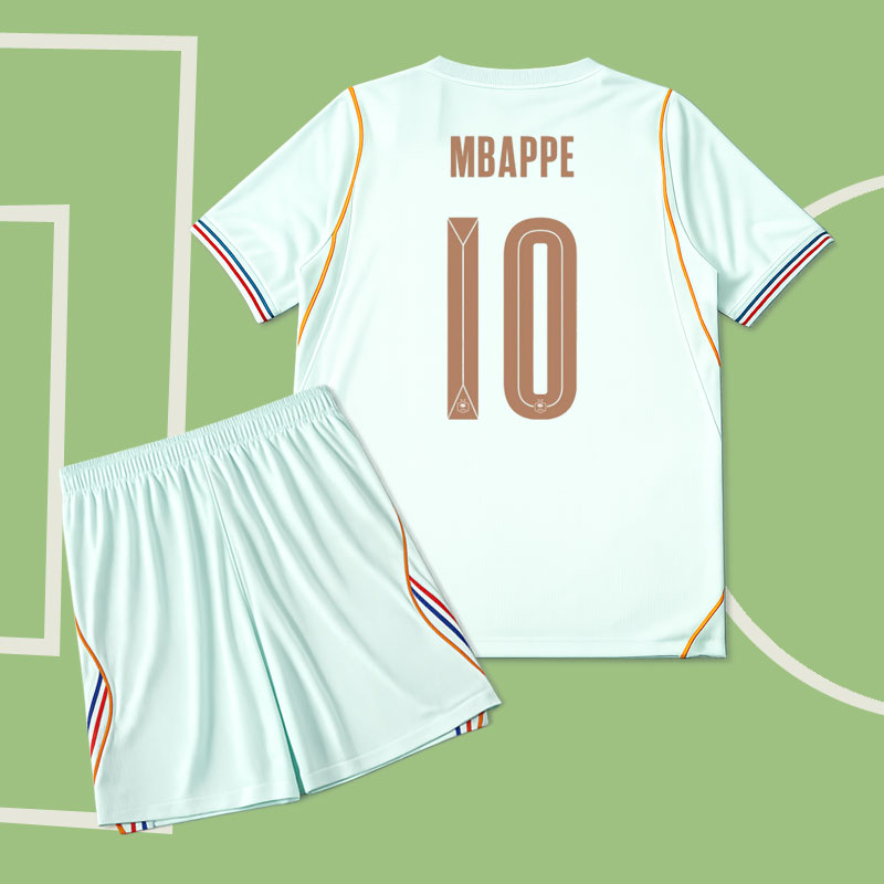 Mbappé 10 Frankrike VM 2026 tröja för barn - bortatröja med shorts