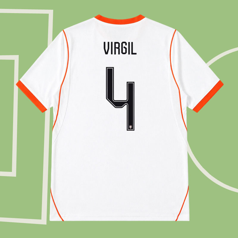 Nederländerna VM 2026 bortatröja med Virgil 4 namntryck