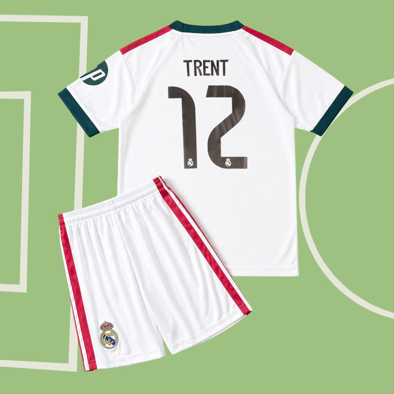 Real Madrid 2026/27 barn hemmatröja med Trent 12 och shorts