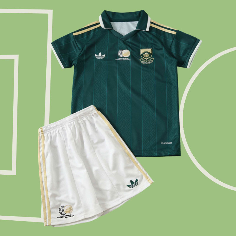 Sydafrika VM 2026 fotbollströja barn - bortaställ med shorts