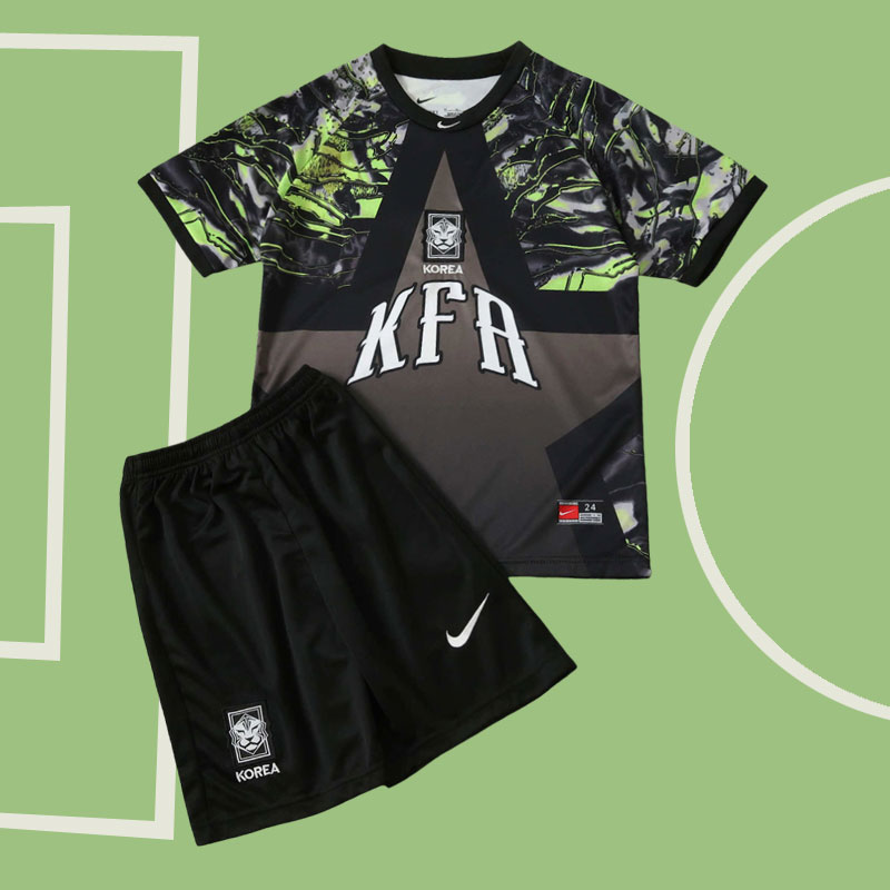 Sydkorea målvaktströja barn 2026 VM – svart fotbollströja med shorts