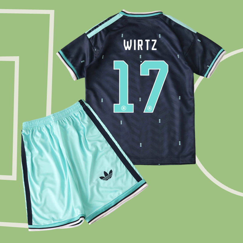Tyskland 2026 VM bortatröja barn - Wirtz 17 fotbollsställ barn