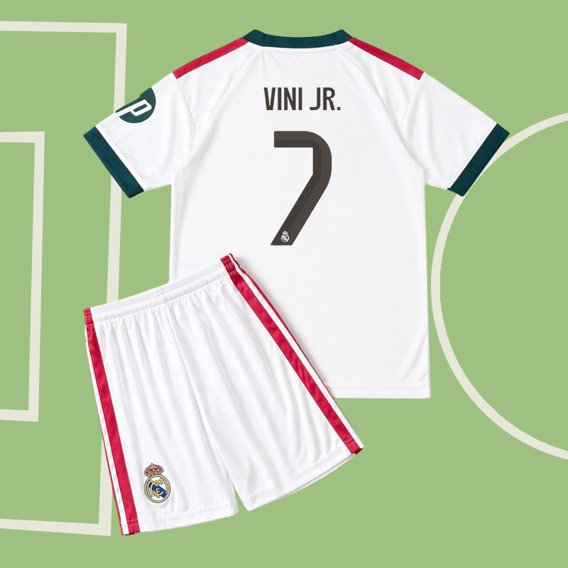 Nytt Real Madrid hemmatröja och shorts för barn 2026/27 - Vini Jr. 7 tryck ingår
