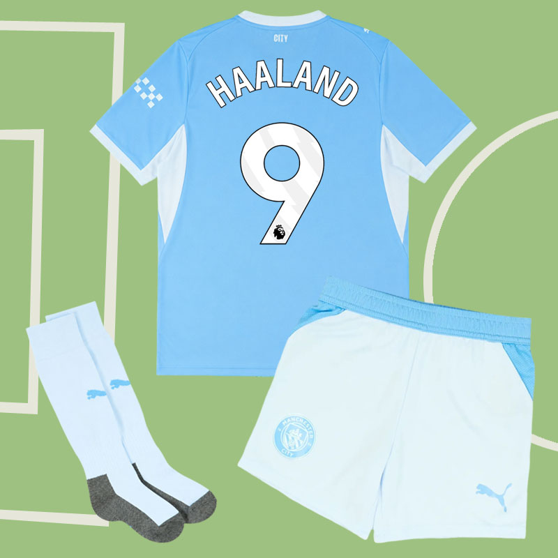 Man City Haaland 9 hemmaställ för barn - tröja och shorts 2026/27