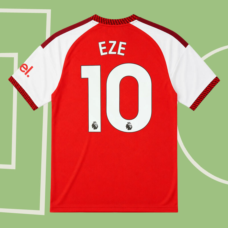 Arsenal 2026/27 hemmatröja EZE 10 - röd kortärmad fotbollströja för herr