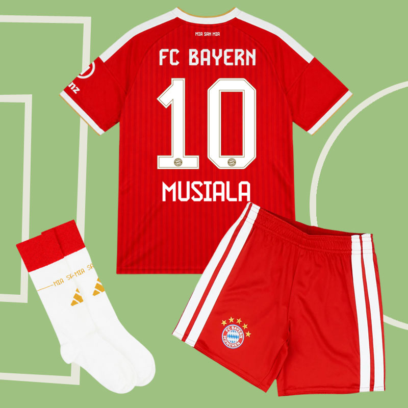 Bayern München 2026/27 barnställ för barn - Musiala 10 hemmatröja kids