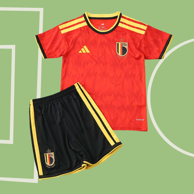 Belgien 2026 hemma tröja barn - VM fotbollsställ med shorts
