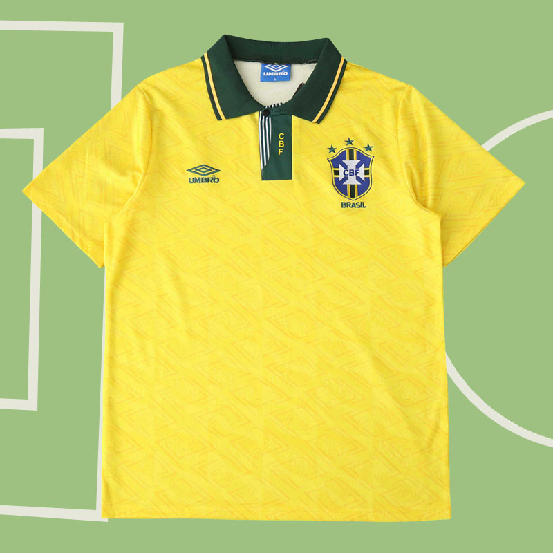 Brasilien 1992/93 hemmatröja - retro fotbollströja med kort ärm