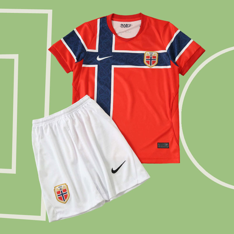 Fotbollströja barn Norge VM 2026 - hemmatröja + shorts