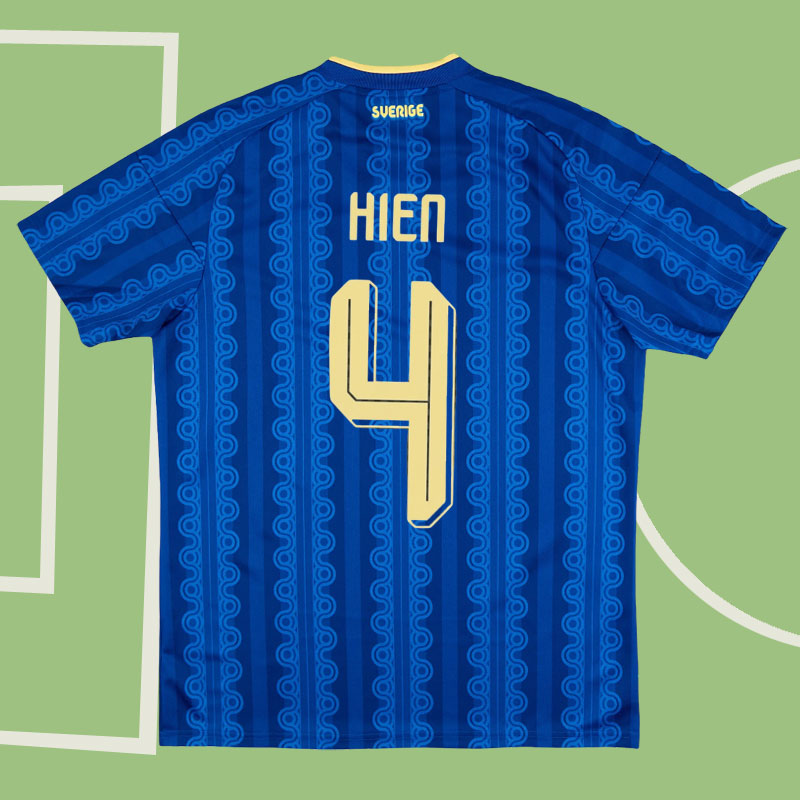 Sverige VM 2026 bortatröja med Hien 4 - blå landslagströja herr