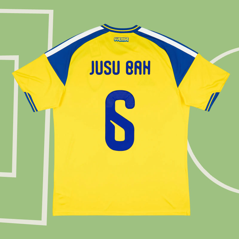 Sverige VM 2026 hemmatröja - Jusu Bah 6 gul fotbollströja