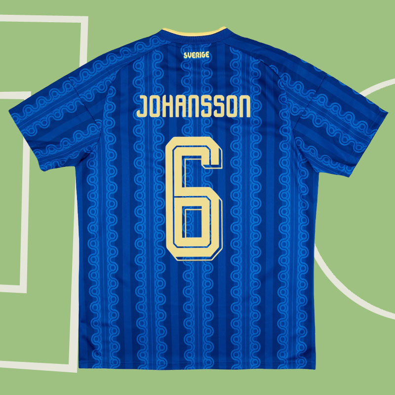 Sweden Away Shirt 2026/27 Johansson 6 - blå supportertröja kortärmad herr