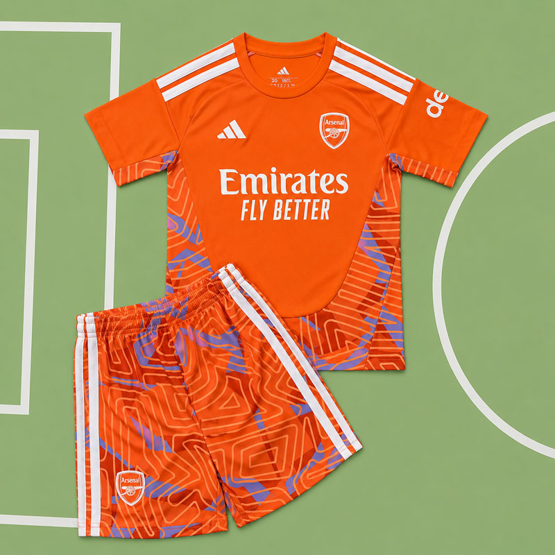 Arsenal 2026/27 målvaktsställ för barn - orange fotbollströja