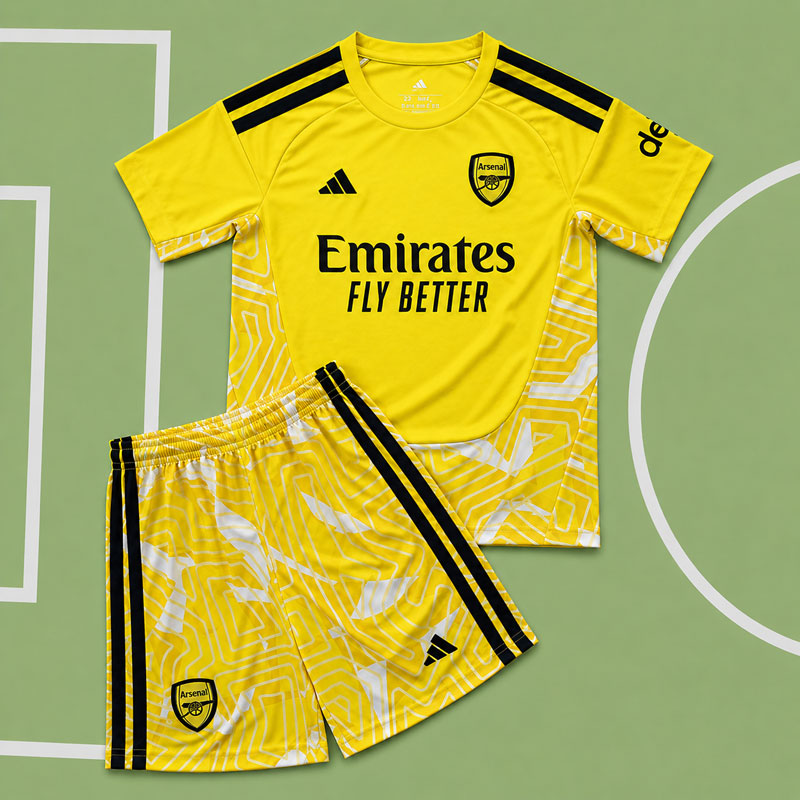 Gul Arsenal målvaktströja barn 2026/27 - fotbollsset med shorts