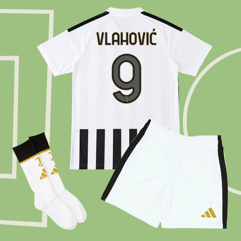 Juventus 2026/27 hemmatröja barn Vlahović 9 - fotbollsställ med shorts