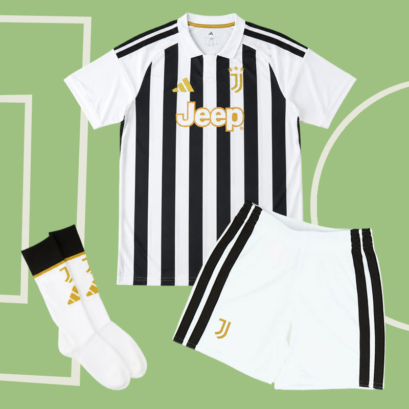 Juventus 2026/27 hemmatröja barn - svart vit tröja och shorts