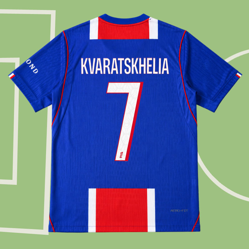PSG hemmatröja 2026/27 - mörkblå fotbollströja med tryck KVARATSKHELIA 7