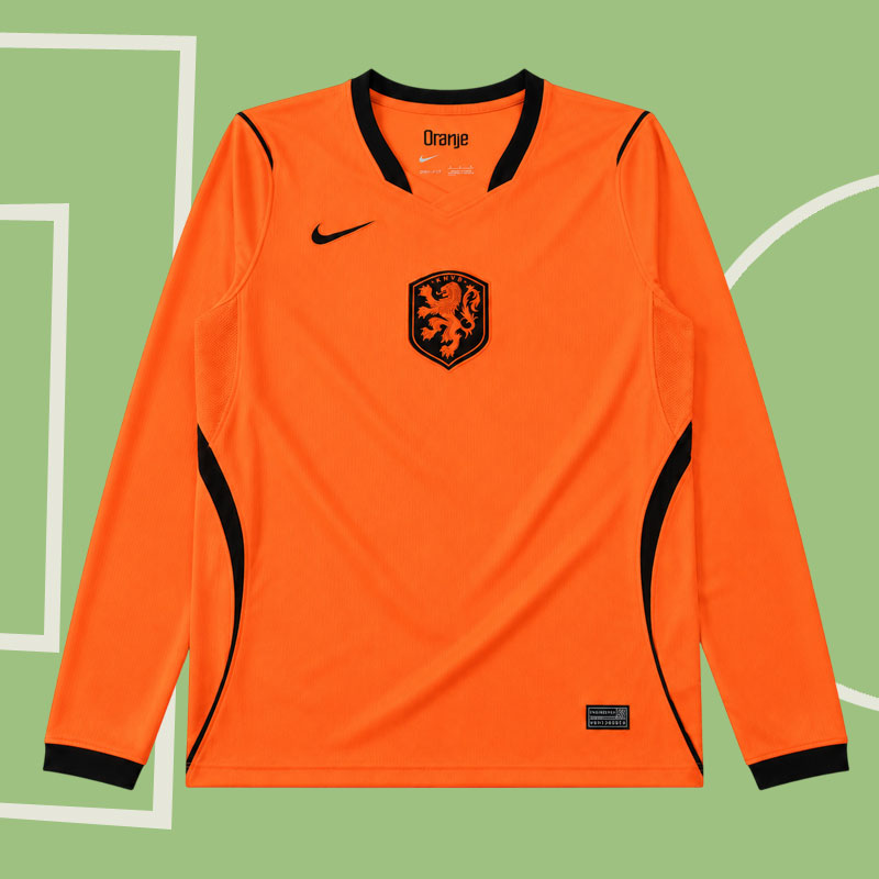 Nederländerna hemmatröja VM 2026 långärmad - fotbollströja herr