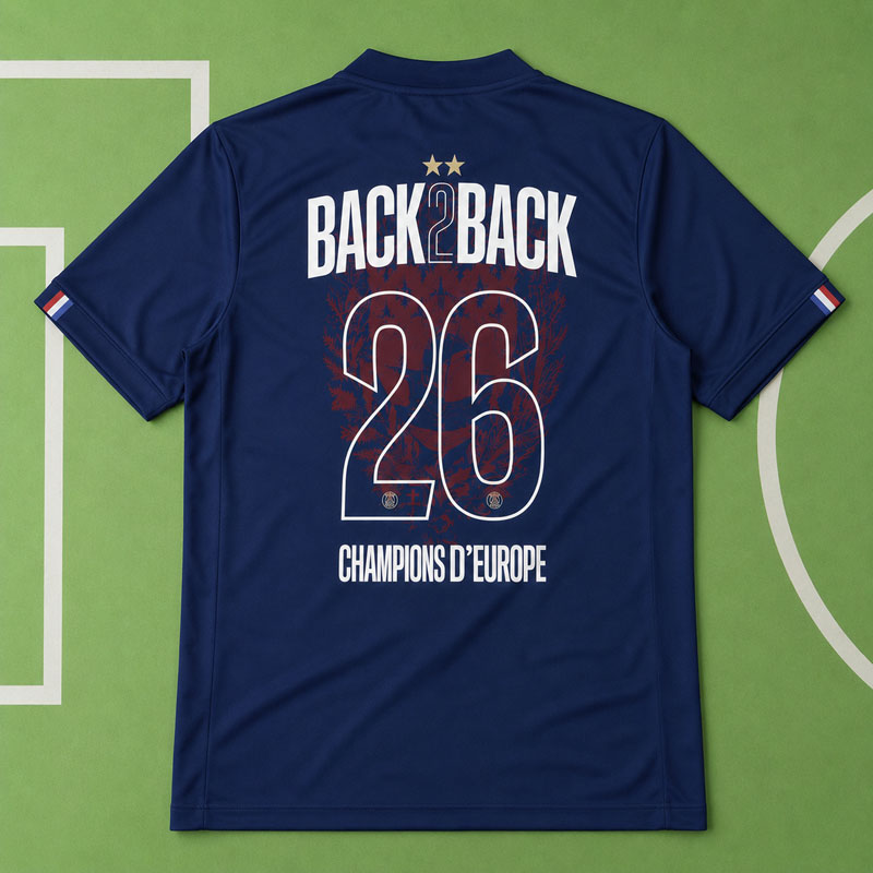 Paris Saint-Germain Hemmatröja 2025/26 med Champions of Europe 2026 Tryck