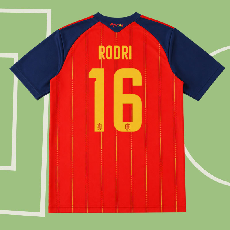 Rodri 16 Spanien hemmatröja VM 2026 - kortärmad fotbollströja herr