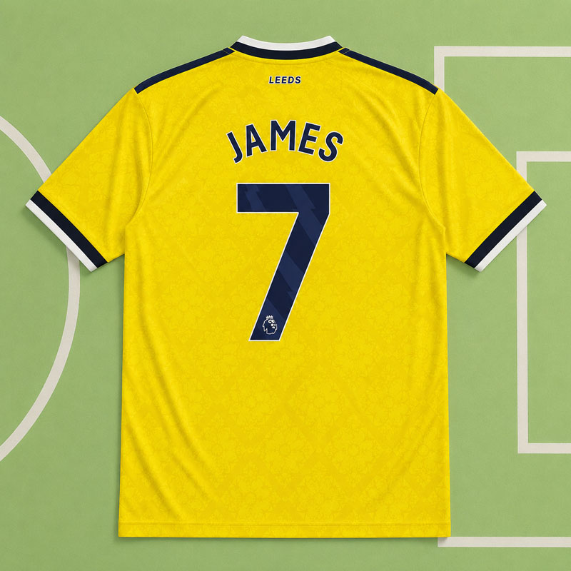 Leeds United bortatröja 2026/27 gul – JAMES 7 herr fotbollströja kortärmad